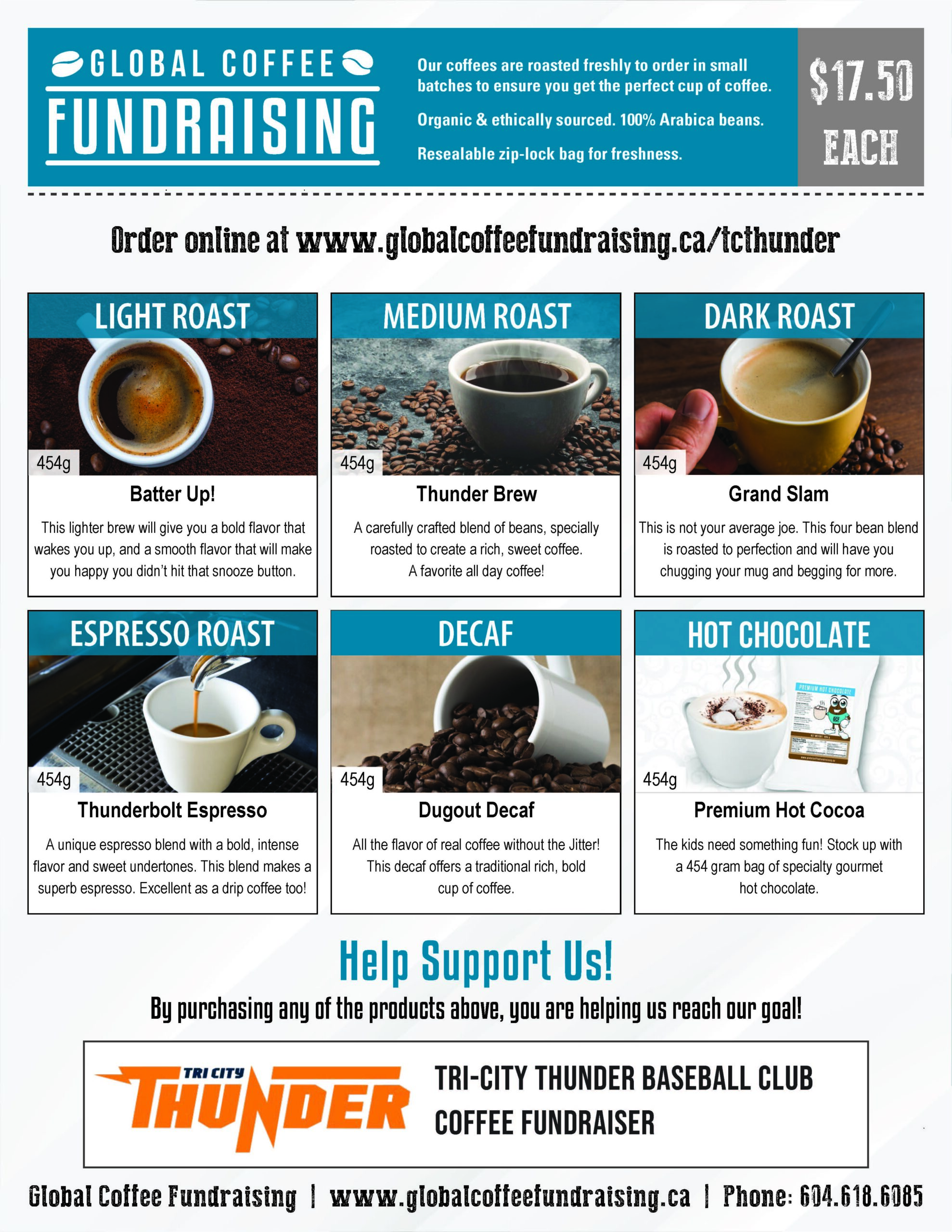 Tri-City Thunder Coffee Fundraiser - flyer